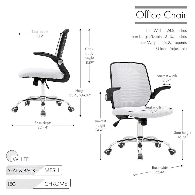 Porthos Home Hank Office Chair, Mesh Back, Height Adjustable Seat