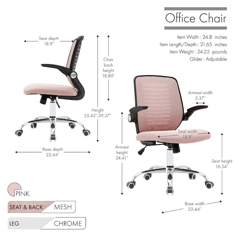 Porthos Home Hank Office Chair, Mesh Back, Height Adjustable Seat