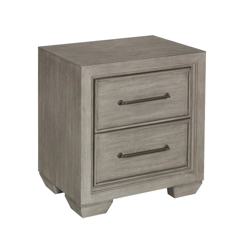 Roundhill Furniture Ennesley Gray Wood Bedroom Set with Upholstered Panel Bed, Dresser, Mirror, and Nightstand