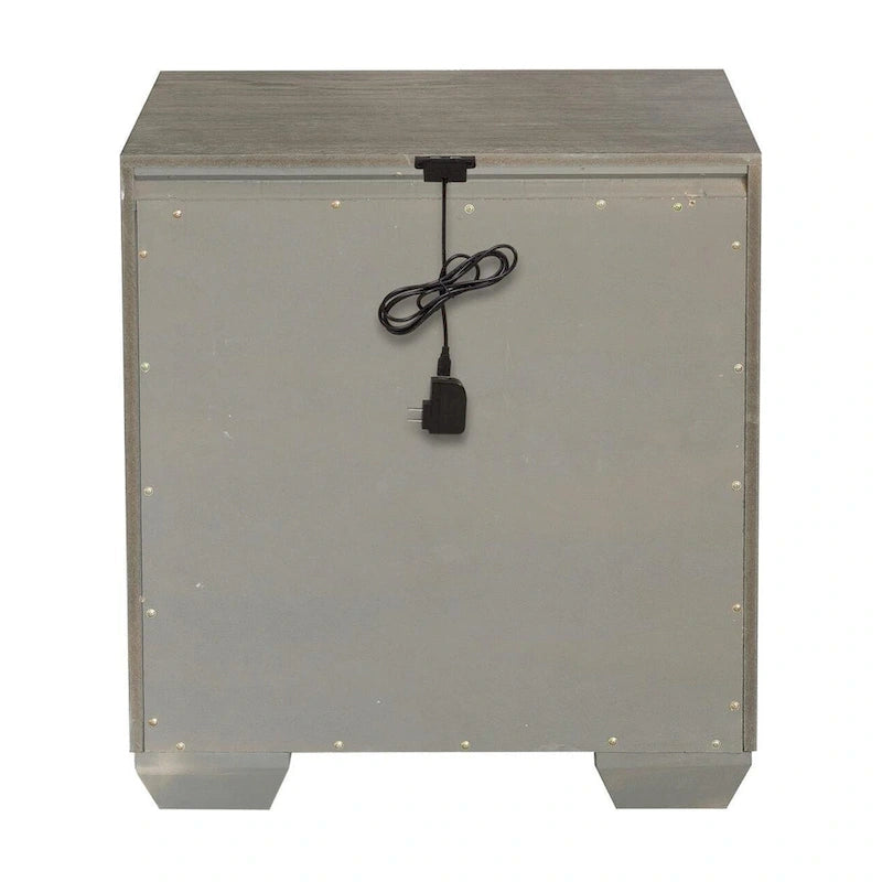 Roundhill Furniture Ennesley Gray Wood Bedroom Set with Upholstered Panel Bed, Dresser, Mirror, and Nightstand