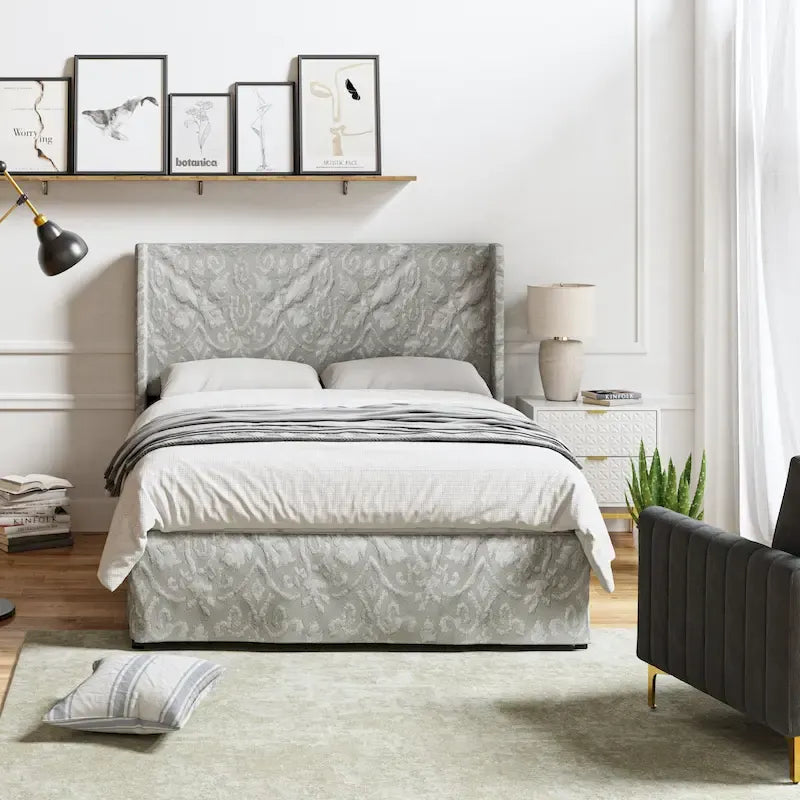 Louise Traditional Washable Slipcover Bed Upholstered Metal by HULALA HOME