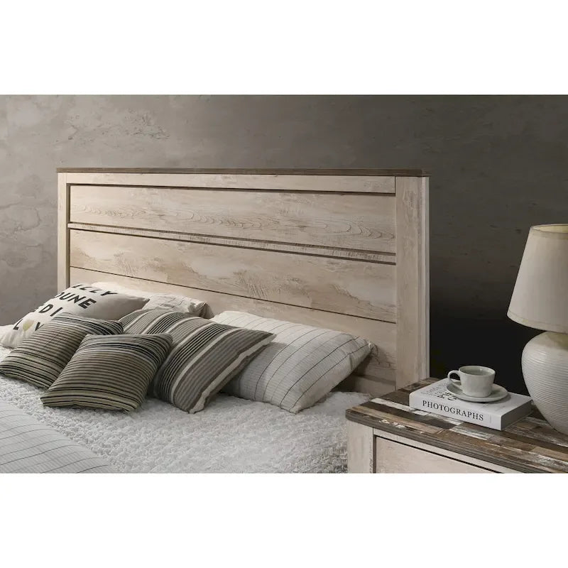 Roundhill Furniture Imerland Contemporary White Wash Finish 3-Piece Bedroom Set