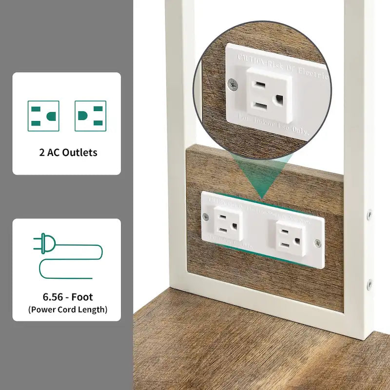 Moasis Kitchen Bakers Rack Utility Storage Shelf with Power Outlets Microwave Oven Stand