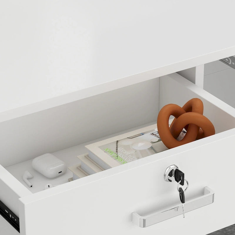 Reception Desk L-Shaped Front Counter Table w/ Storage Shelf by Timechee