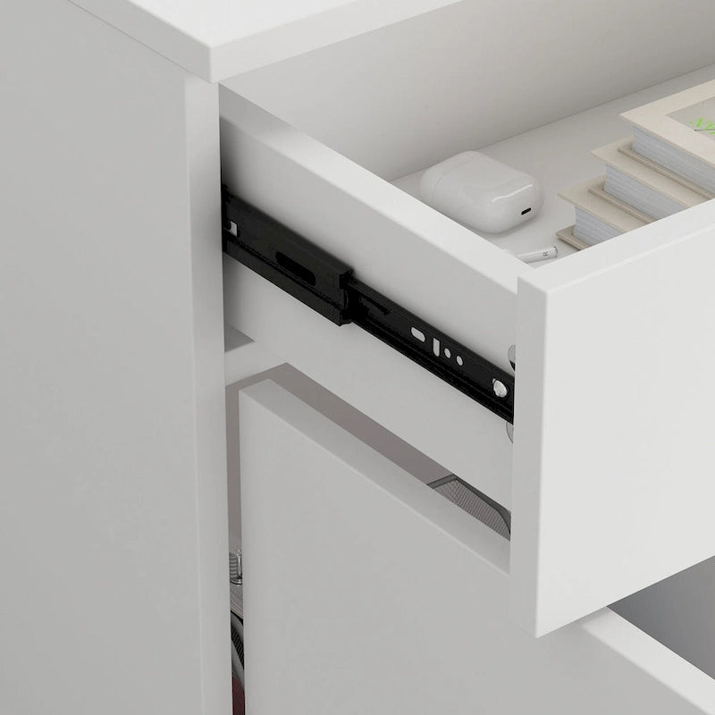 Reception Desk L-Shaped Front Counter Table w/ Storage Shelf by Timechee