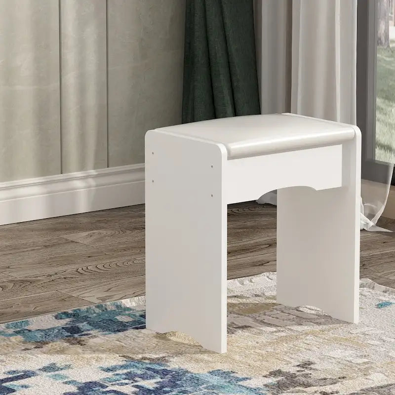 Makeup Vanity Set wi/Lighted Mirror, Storage Shelves and Drawers White - 31.5 L x 15.7 W x 55.1 H