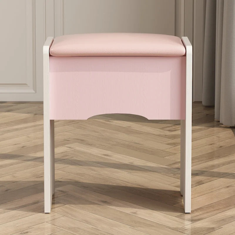 Makeup Vanity Set wi/Lighted Mirror, Storage Shelves and Drawers White - 31.5 L x 15.7 W x 55.1 H