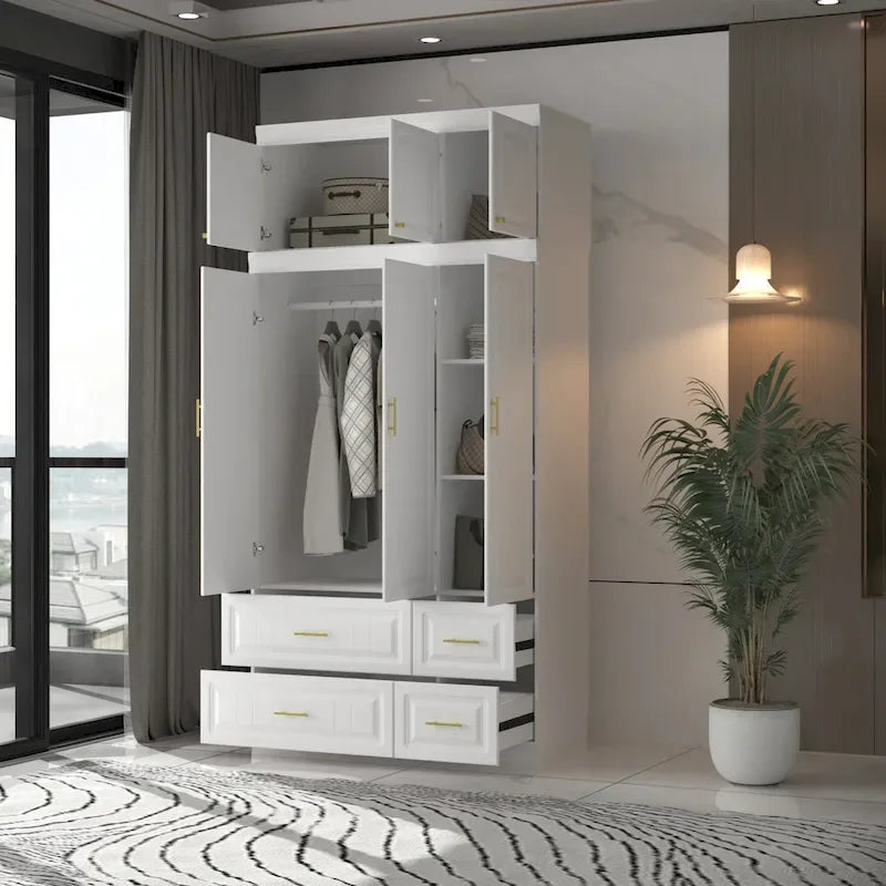Modern Freestanding Wardrobe Armoire Closet Large Storage Cabinet