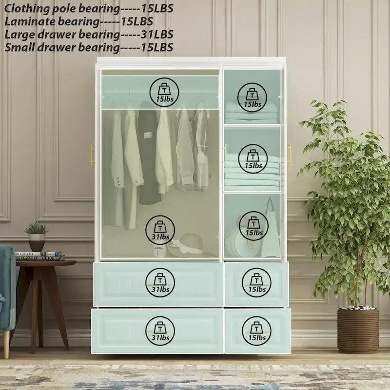 Modern Freestanding Wardrobe Armoire Closet Large Storage Cabinet
