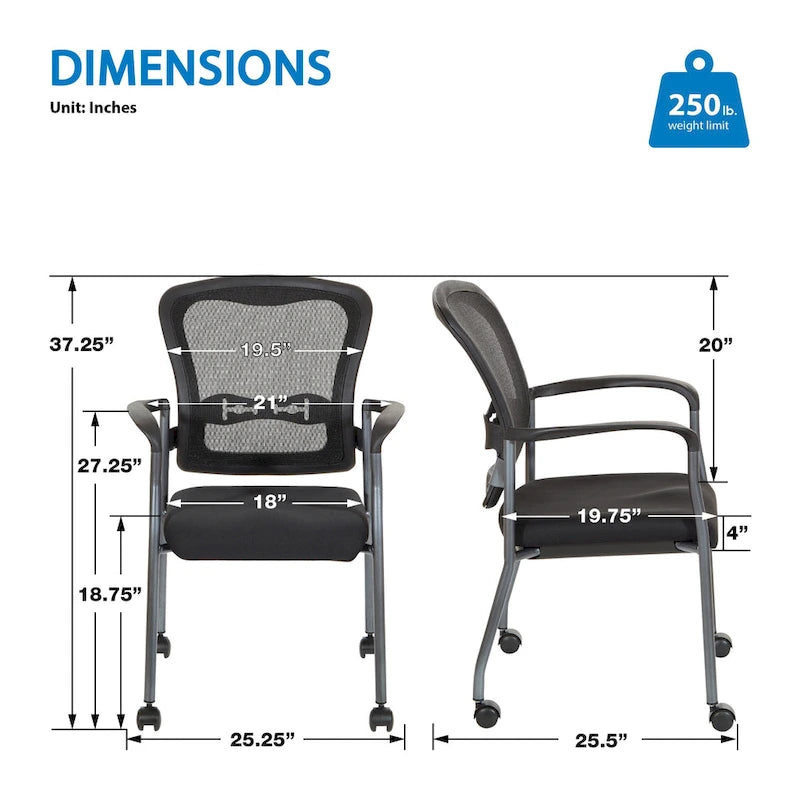 Visitors Chair with Breathable Back with Built-in Lumbar Support