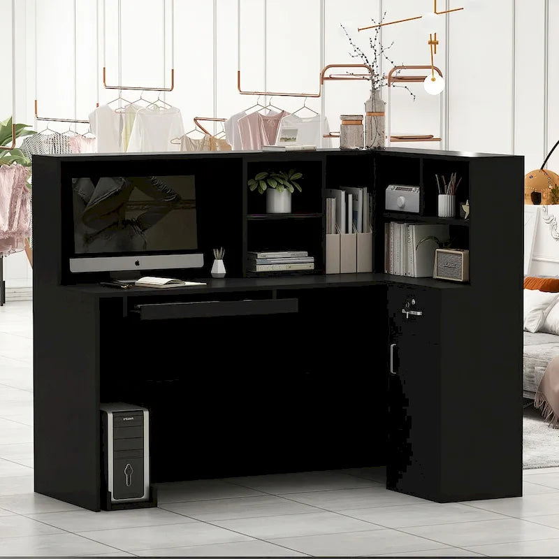 L-Shape Wood Reception Desk Office Computer Desk