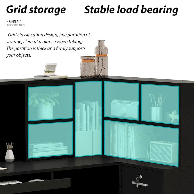 L-Shape Wood Reception Desk Office Computer Desk
