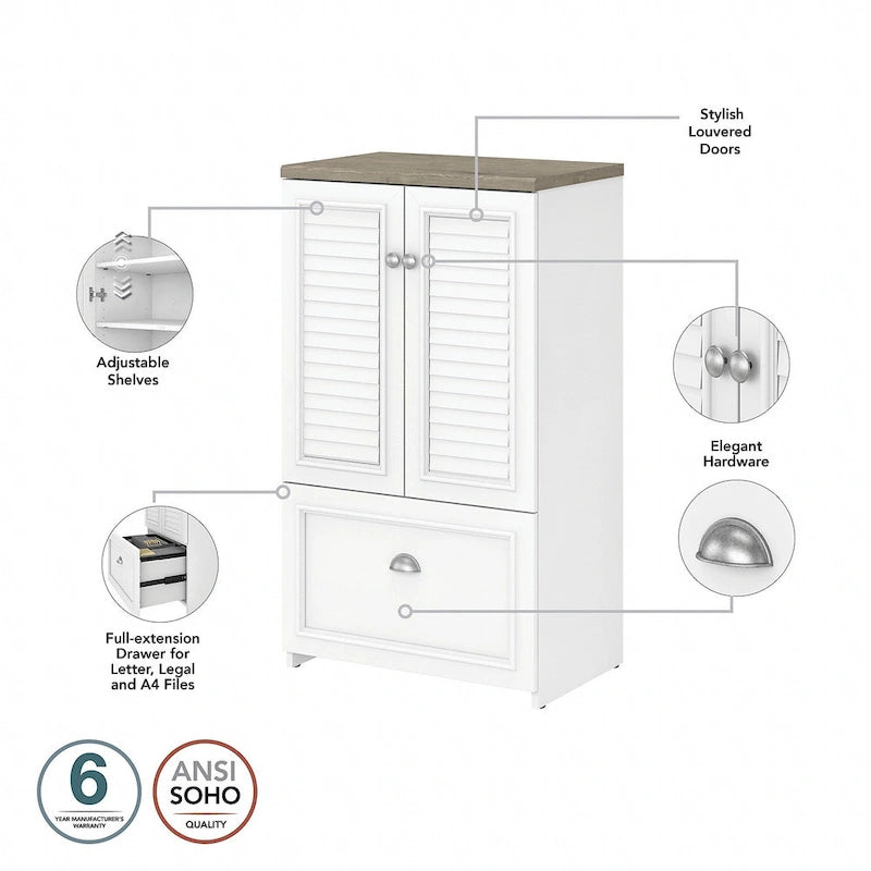 41.7-inch Cabinet with Drawer - 23.74L x 16.06W x 41.69H - 23.74L x 16.06W x 41.69H