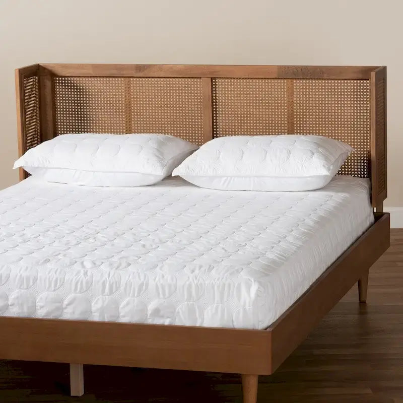 Carson Carrington Dagas Wraparound Curved Wood and Rattan Headboard