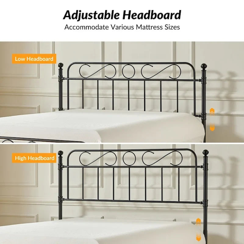 Diana Transitional 62  Floral Upholstered Platform Metal Bed Frame with Washable Slipcover by HULALA HOME