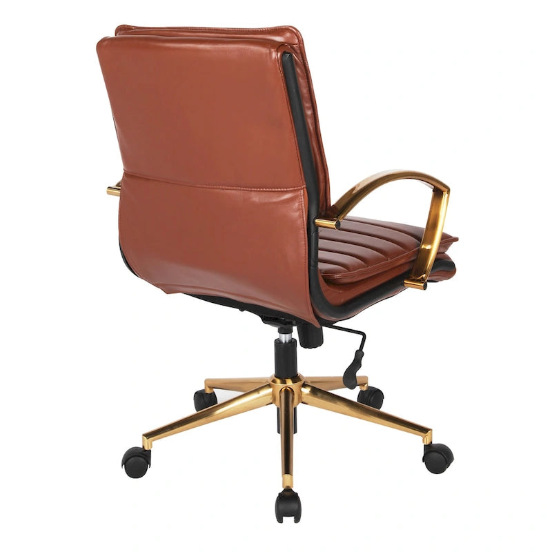 OSP Home Furnishings Gold Base Mid-back Faux Leather Office Chair