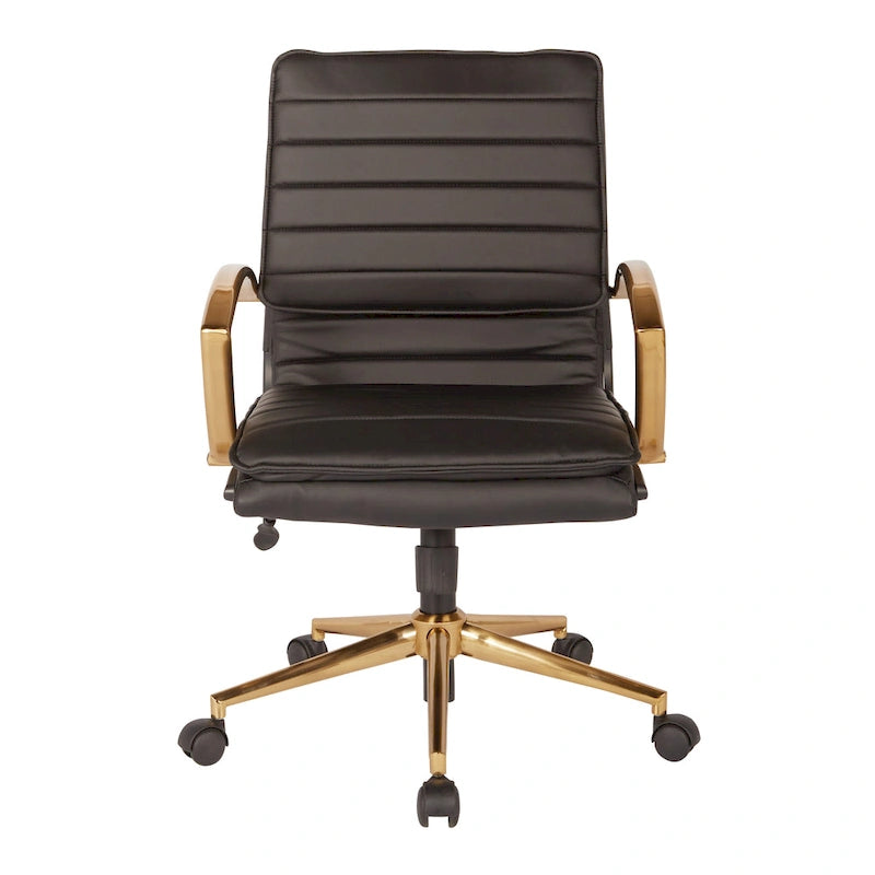 OSP Home Furnishings Gold Base Mid-back Faux Leather Office Chair