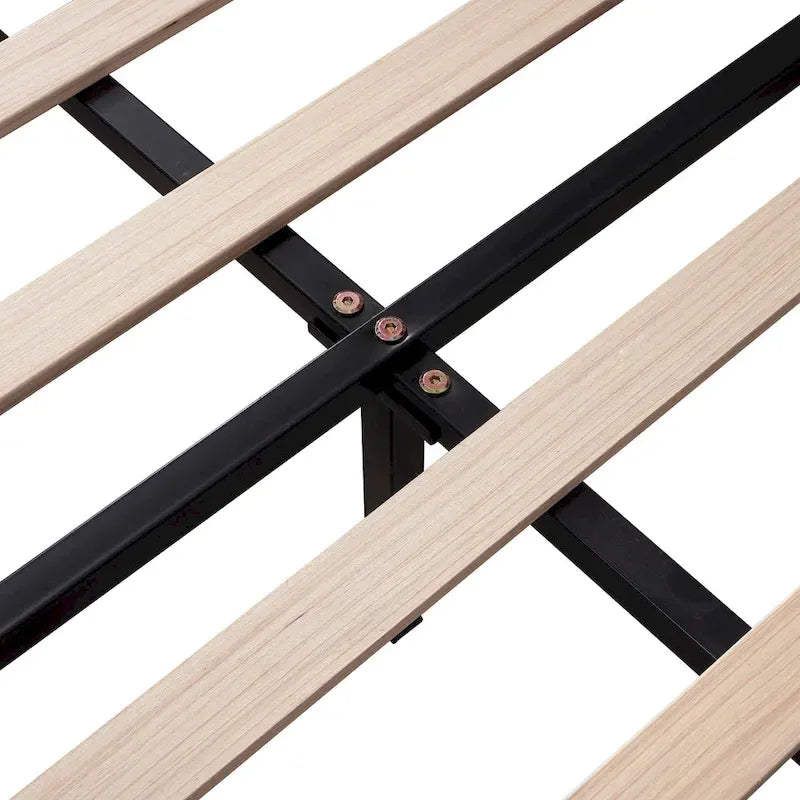 Upholstered Platform Bed with Flower Pattern Velvet Headboard