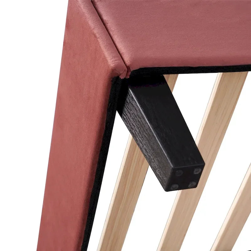 Upholstered Platform Bed with Flower Pattern Velvet Headboard