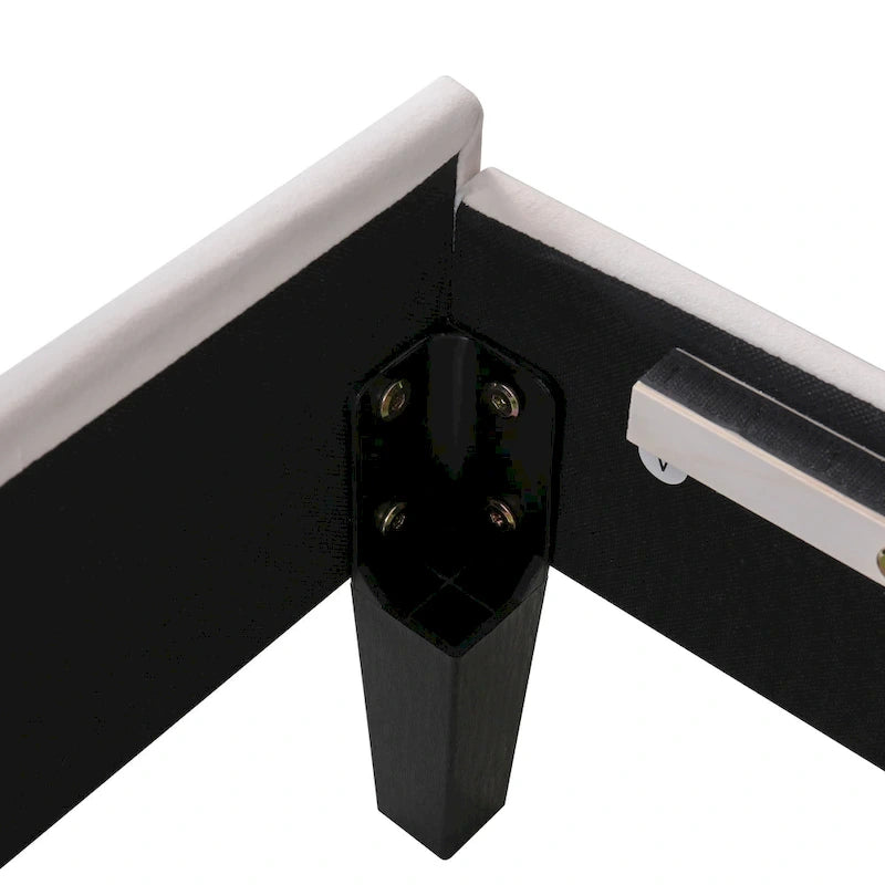 Upholstered Platform Bed with Flower Pattern Velvet Headboard