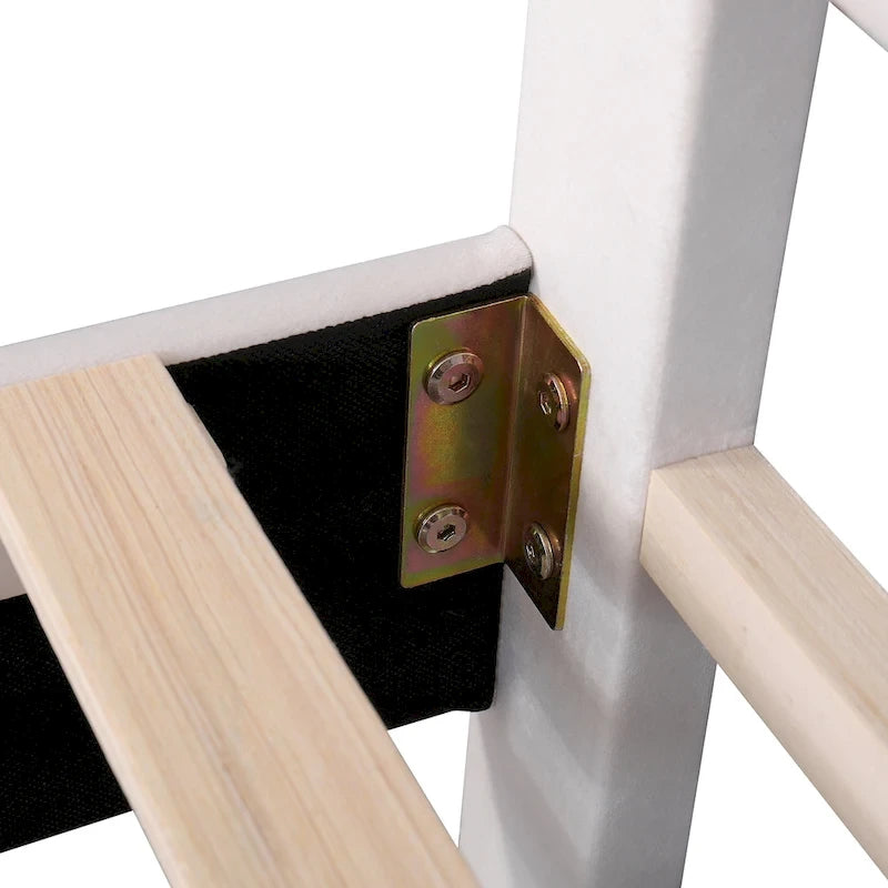 Upholstered Platform Bed with Flower Pattern Velvet Headboard