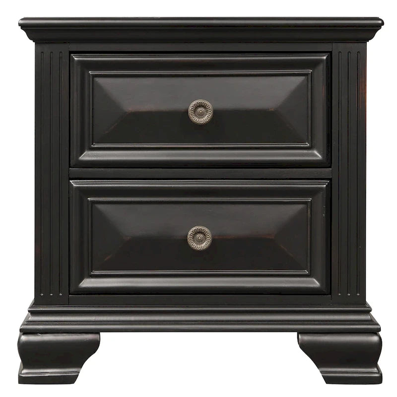 Roundhill Furniture Renova 4-piece Vintage Black Wood Panel Bedroom Set