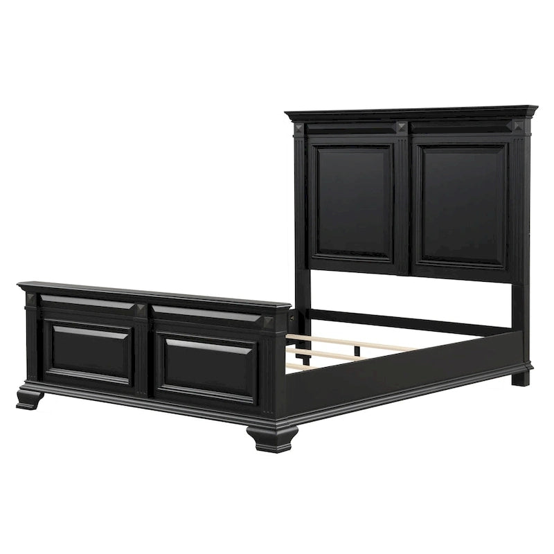 Roundhill Furniture Renova 4-piece Vintage Black Wood Panel Bedroom Set