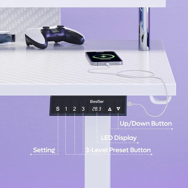 63  L Shaped Standing Desk Gaming Desk with Adjustable Height Ergonomic Monitor Stand Corner Desk