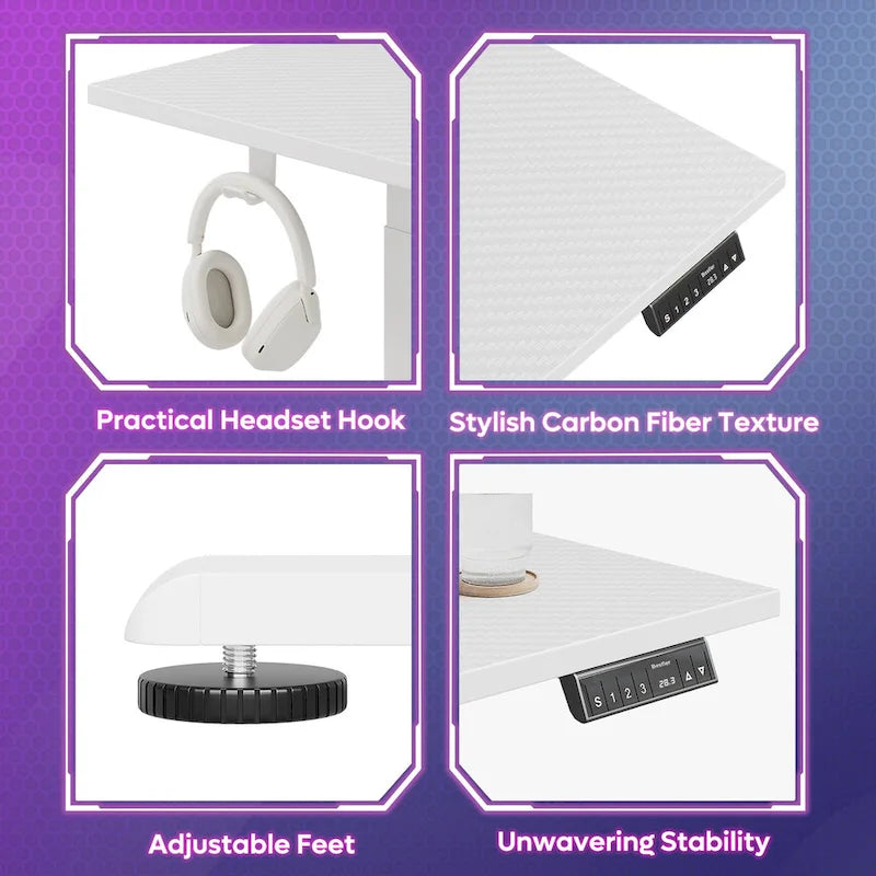 63  L Shaped Standing Desk Gaming Desk with Adjustable Height Ergonomic Monitor Stand Corner Desk