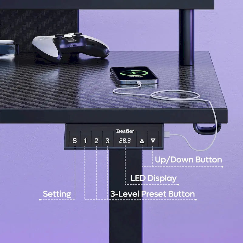63  L Shaped Standing Desk Gaming Desk with Adjustable Height Ergonomic Monitor Stand Corner Desk
