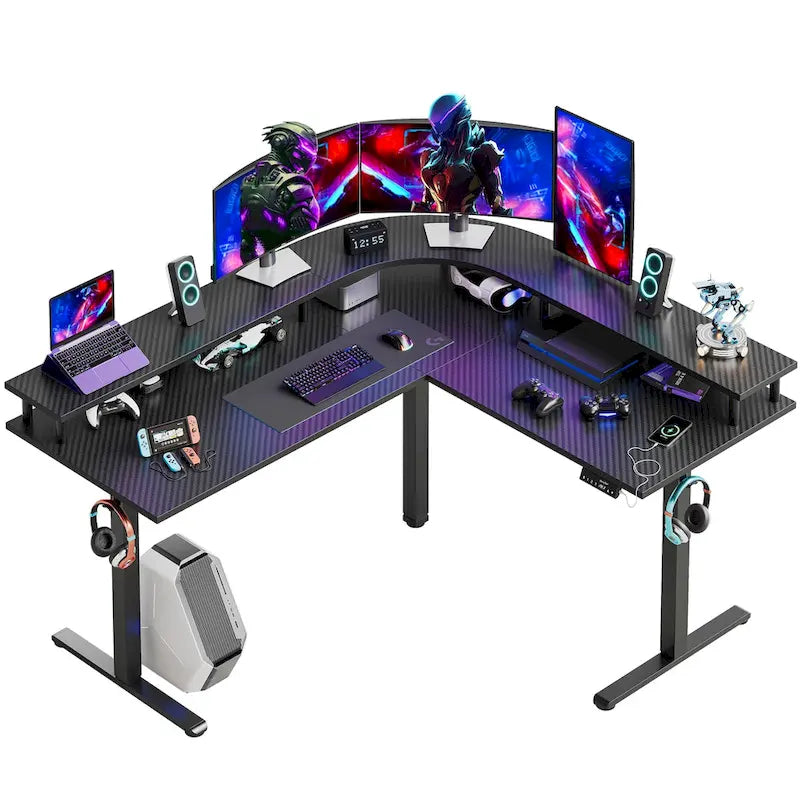 63  L Shaped Standing Desk Gaming Desk with Adjustable Height Ergonomic Monitor Stand Corner Desk