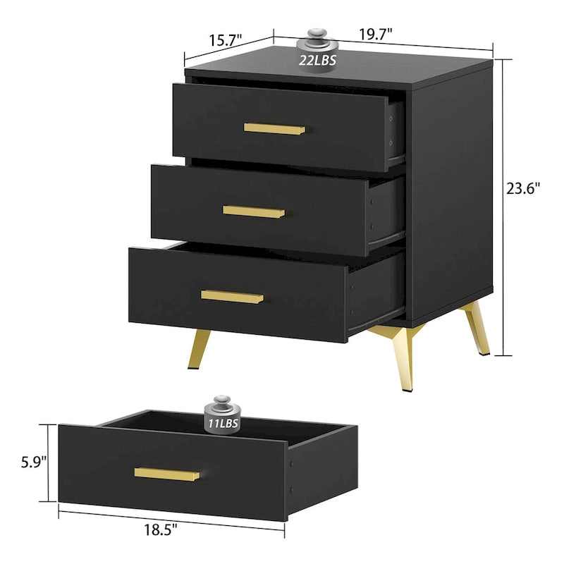 23.6  Tall 3 - Drawer Nightstand End Table Beside Table Spray Paint