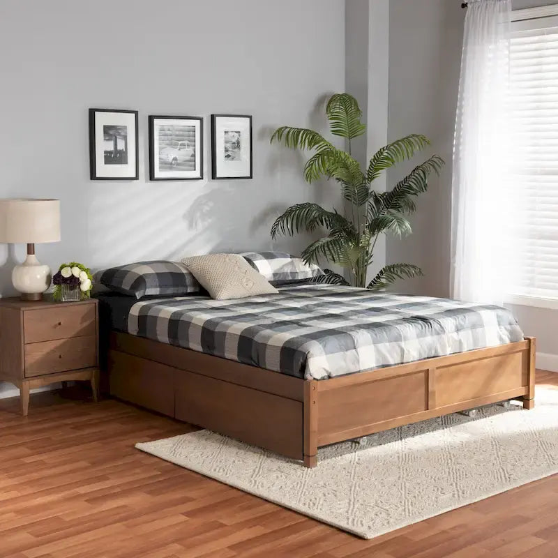 Yara Modern & Contemporary 4-Drawer Wood Storage Bed Frame(Platform)
