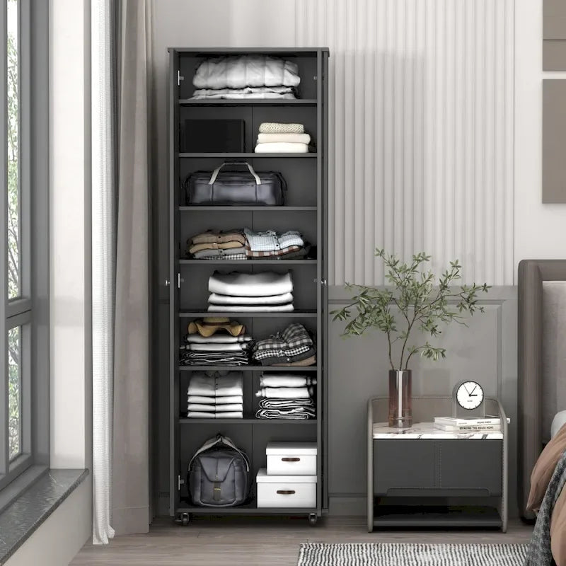 70.9 Armoires Wardrobe Closet Storage Cabinet Shoe Cabient White/Black