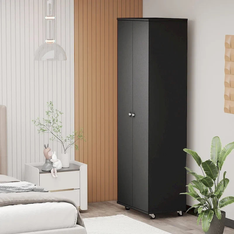 70.9 Armoires Wardrobe Closet Storage Cabinet Shoe Cabient White/Black