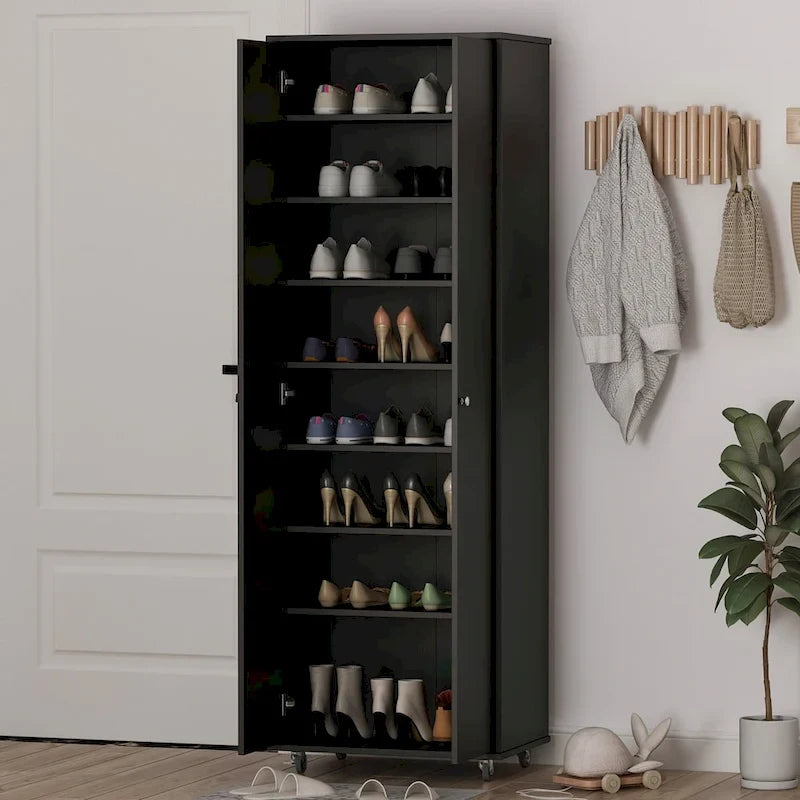 70.9 Armoires Wardrobe Closet Storage Cabinet Shoe Cabient White/Black