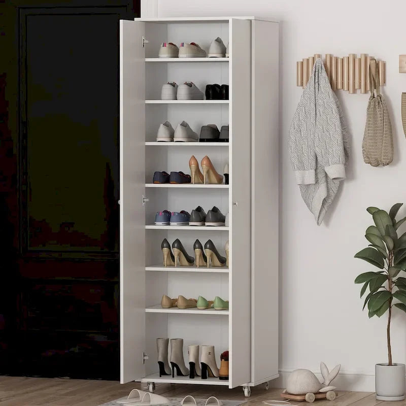 70.9 Armoires Wardrobe Closet Storage Cabinet Shoe Cabient White/Black