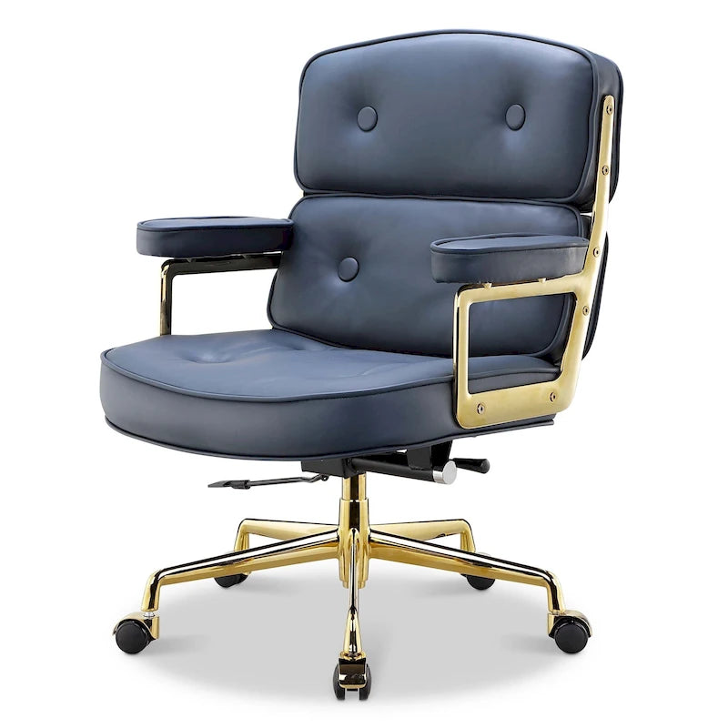 Lobby Lumbar Support Height Adjustable Leather Ergonomic Office Chair