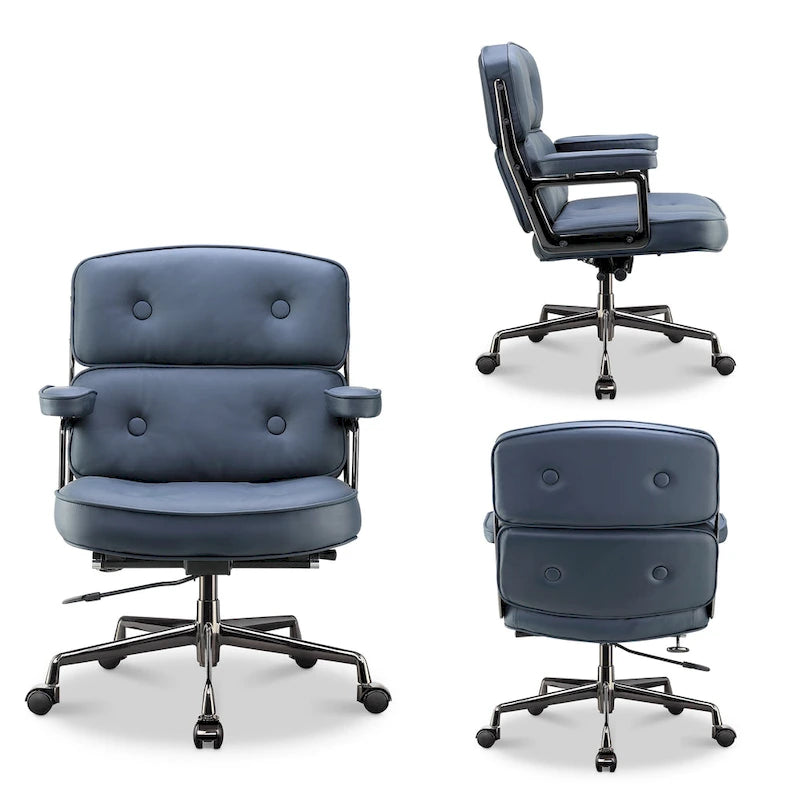 Lobby Lumbar Support Height Adjustable Leather Ergonomic Office Chair