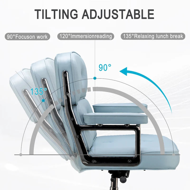 Lobby Lumbar Support Height Adjustable Leather Ergonomic Office Chair