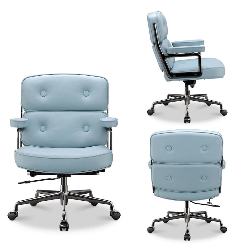 Lobby Lumbar Support Height Adjustable Leather Ergonomic Office Chair