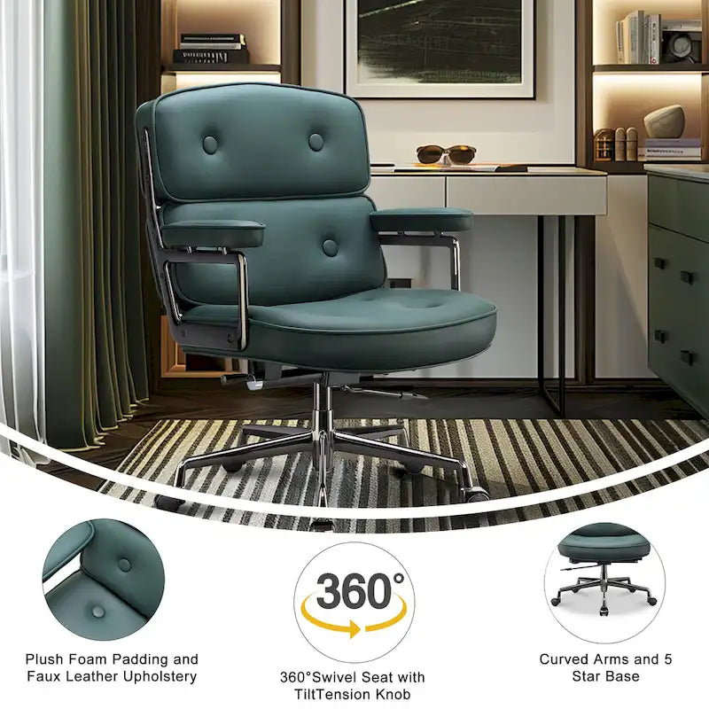 Lobby Lumbar Support Height Adjustable Leather Ergonomic Office Chair