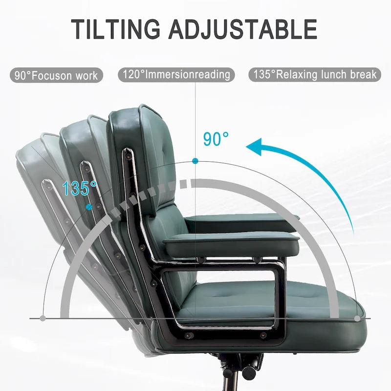 Lobby Lumbar Support Height Adjustable Leather Ergonomic Office Chair