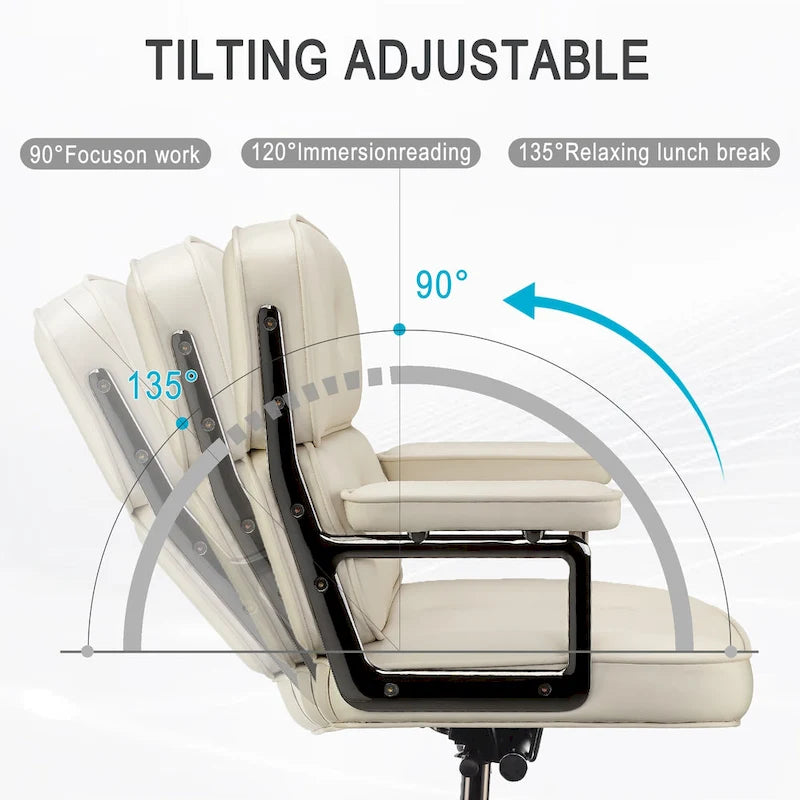 Lobby Lumbar Support Height Adjustable Leather Ergonomic Office Chair