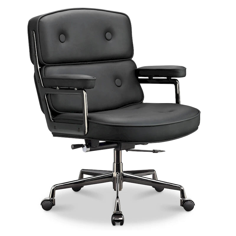 Lobby Lumbar Support Height Adjustable Leather Ergonomic Office Chair
