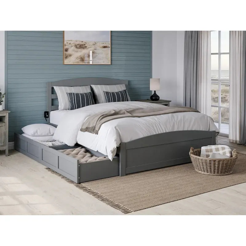 Warren Platform Bed with Footboard and 2 Storage Drawers