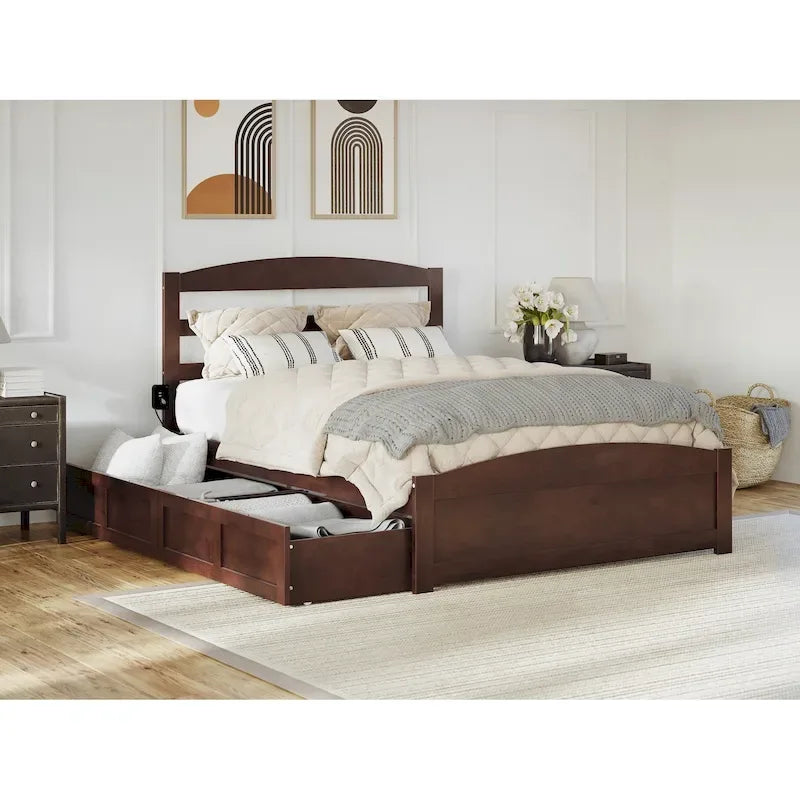 Warren Platform Bed with Footboard and 2 Storage Drawers