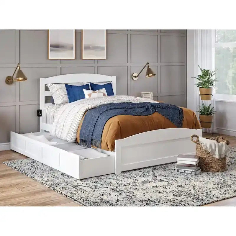 Warren Platform Bed with Footboard and 2 Storage Drawers