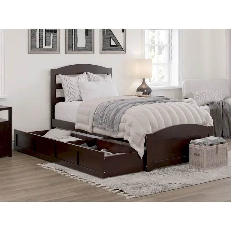 Warren Platform Bed with Footboard and 2 Storage Drawers