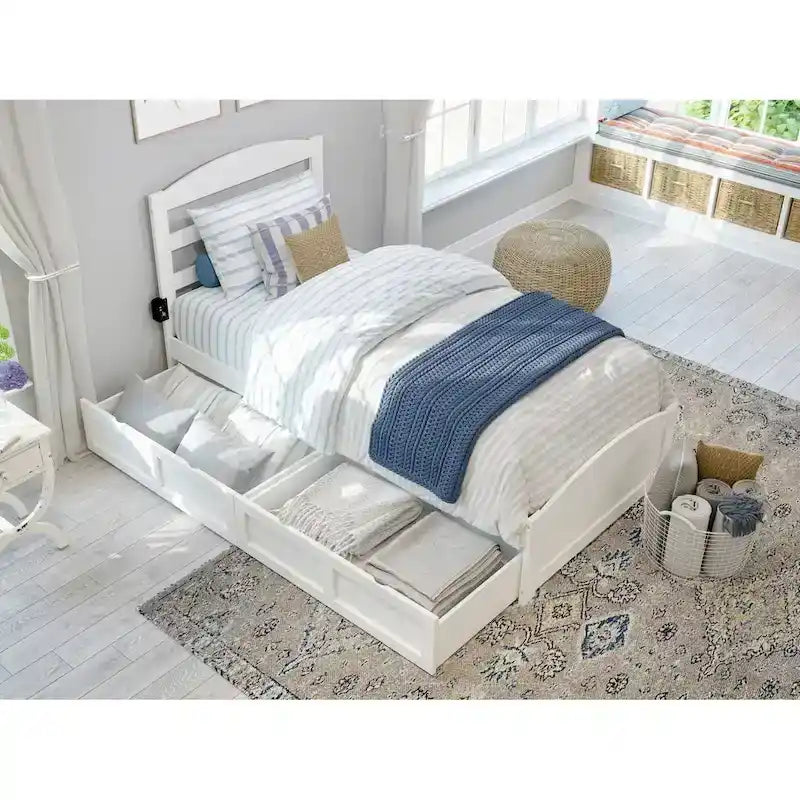 Warren Platform Bed with Footboard and 2 Storage Drawers